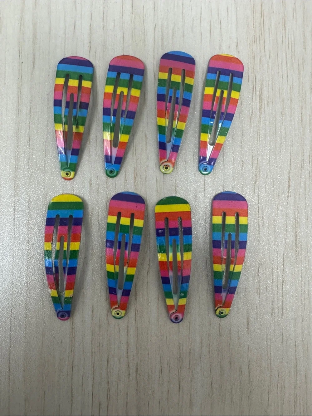 Set of 8 Rainbow 🌈 Pride Striped Snap Hair Clips